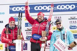 25.01.2015, Val di Fassa/Val di Fiemme, Italy (ITA): (l-r) Anders Aukland (NOR), Tord Asle Gjerdalen (NOR), Oeystein Pettersen (NOR) - FIS Marathon Cup Marcialonga, Val di Fassa/Val di Fiemme (ITA). www.nordicfocus.com. © Oesth/NordicFocus. Every downloaded picture is fee-liable.