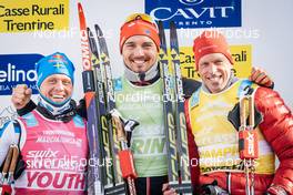 25.01.2015, Val di Fassa/Val di Fiemme, Italy (ITA): (l-r) Bill Impola (SWE), Team Coop, Andreas Nygaard (NOR), Team Santander, Anders Aukland (NOR) - FIS Marathon Cup Marcialonga, Val di Fassa/Val di Fiemme (ITA). www.nordicfocus.com. © Oesth/NordicFocus. Every downloaded picture is fee-liable.