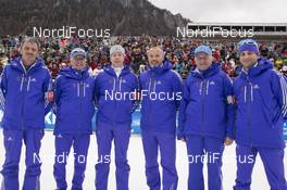 10.01.2016, Ruhpolding, Germany (GER): Mathias Scherer (AUT), Bernard Voyer (CAN), Tommy Hoeglund (SWE), Borut Nonar (SLO), Gerhard Koehler (GER), Radovan Simocko (SVK) -  IBU world cup biathlon, mass men, Ruhpolding replacing Oberhof (GER). www.nordicfocus.com. © Manzoni/NordicFocus. Every downloaded picture is fee-liable.