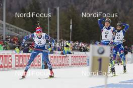 10.01.2016, Ruhpolding, Germany (GER): Ondrej Moravec (CZE), Quentin Fillon Maillet (FRA), Simon Fourcade (FRA), (l-r) -  IBU world cup biathlon, mass men, Ruhpolding replacing Oberhof (GER). www.nordicfocus.com. © Manzoni/NordicFocus. Every downloaded picture is fee-liable.