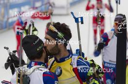 10.01.2016, Ruhpolding, Germany (GER): Simon Fourcade (FRA), Martin Fourcade (FRA), (l-r) -  IBU world cup biathlon, mass men, Ruhpolding replacing Oberhof (GER). www.nordicfocus.com. © Manzoni/NordicFocus. Every downloaded picture is fee-liable.