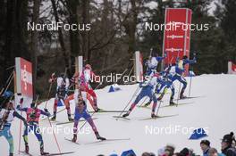 10.01.2016, Ruhpolding, Germany (GER): Simon Fourcade (FRA), Martin Fourcade (FRA) and Quentin Fillon Maillet (FRA) lead the field -  IBU world cup biathlon, mass men, Ruhpolding replacing Oberhof (GER). www.nordicfocus.com. © Manzoni/NordicFocus. Every downloaded picture is fee-liable.