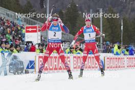 09.01.2016, Ruhpolding, Germany (GER): Tarjei Boe (NOR), Johannes Thingnes Boe (NOR), (l-r) -  IBU world cup biathlon, pursuit men, Ruhpolding replacing Oberhof (GER). www.nordicfocus.com. © Manzoni/NordicFocus. Every downloaded picture is fee-liable.