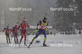 16.01.2016, Ruhpolding, Germany (GER): Martin Fourcade (FRA), Johannes Thingnes Boe (NOR), Evgeniy Garanichev (RUS), Eric Lesser (GER), (l-r) -  IBU world cup biathlon, mass men, Ruhpolding (GER). www.nordicfocus.com. © Manzoni/NordicFocus. Every downloaded picture is fee-liable.