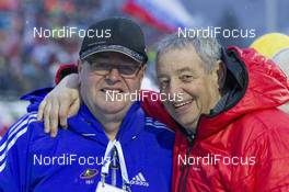 15.01.2016, Ruhpolding, Germany (GER): Thomas Pfueller (GER) DSV secretary general and Kurt Matz (AUT) -  IBU world cup biathlon, relay men, Ruhpolding (GER). www.nordicfocus.com. © Manzoni/NordicFocus. Every downloaded picture is fee-liable.