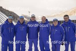 12.01.2016, Ruhpolding, Germany (GER): Radovan Simocko (SVK), IBU IR, Gerhard Koehler (GER), IBU IR Material Controll, Franz Berger (AUT), President of the OC Hochfilzen, Borut Nunar (SLO) IBU race director, Mikhail Tkatchenko (RUS), Lachezar Iliev (BUL),  -  IBU world cup biathlon, training, Ruhpolding (GER). www.nordicfocus.com. © Manzoni/NordicFocus. Every downloaded picture is fee-liable.