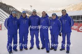 12.01.2016, Ruhpolding, Germany (GER): Radovan Simocko (SVK), IBU IR, Gerhard Koehler (GER), IBU IR Material Controll, Franz Berger (AUT), President of the OC Hochfilzen, Borut Nunar (SLO) IBU race director, Mikhail Tkatchenko (RUS), Lachezar Iliev (BUL),  -  IBU world cup biathlon, training, Ruhpolding (GER). www.nordicfocus.com. © Manzoni/NordicFocus. Every downloaded picture is fee-liable.