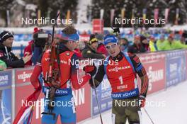 23.01.2016, Antholz, Italy (ITA): Anton Shipulin (RUS), Simon Schempp (GER), (l-r) -  IBU world cup biathlon, pursuit men, Antholz (ITA). www.nordicfocus.com. © Manzoni/NordicFocus. Every downloaded picture is fee-liable.