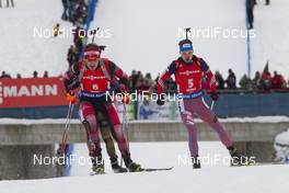 23.01.2016, Antholz, Italy (ITA): Simon Eder (AUT), Anton Shipulin (RUS), (l-r) -  IBU world cup biathlon, pursuit men, Antholz (ITA). www.nordicfocus.com. © Manzoni/NordicFocus. Every downloaded picture is fee-liable.