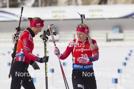 23.01.2016, Antholz, Italy (ITA): Fanny Horn Birkeland (NOR), Tiril Eckhoff (NOR), (l-r) -  IBU world cup biathlon, pursuit women, Antholz (ITA). www.nordicfocus.com. © Manzoni/NordicFocus. Every downloaded picture is fee-liable.