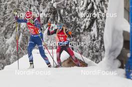 23.01.2016, Antholz, Italy (ITA): Eva Puskarcikova (CZE), Lisa Theresa Hauser (AUT) -  IBU world cup biathlon, pursuit women, Antholz (ITA). www.nordicfocus.com. © Manzoni/NordicFocus. Every downloaded picture is fee-liable.