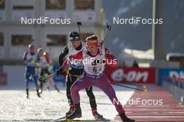24.01.2016, Antholz, Italy (ITA): Sean Doherty (USA), Mario Dolder (SUI), (l-r) -  IBU world cup biathlon, relay men, Antholz (ITA). www.nordicfocus.com. © Manzoni/NordicFocus. Every downloaded picture is fee-liable.