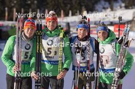 24.01.2016, Antholz, Italy (ITA): Benedikt Doll (GER), Arnd Peiffer (GER), Simon Schempp (GER), Eric Lesser (GER), (l-r) -  IBU world cup biathlon, relay men, Antholz (ITA). www.nordicfocus.com. © Manzoni/NordicFocus. Every downloaded picture is fee-liable.
