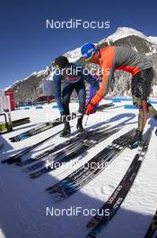 21.01.2016, Antholz, Italy (ITA): Guillaume Robert (FRA), Salomon race service, Eric Lesser (GER), (l-r) -  IBU world cup biathlon, training, Antholz (ITA). www.nordicfocus.com. © Manzoni/NordicFocus. Every downloaded picture is fee-liable.