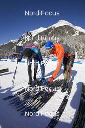 21.01.2016, Antholz, Italy (ITA): Guillaume Robert (FRA), Salomon race service, Eric Lesser (GER), (l-r) -  IBU world cup biathlon, training, Antholz (ITA). www.nordicfocus.com. © Manzoni/NordicFocus. Every downloaded picture is fee-liable.