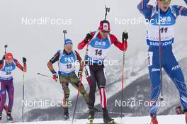 06.02.2016, Canmore, Canada (CAN): Eric Lesser (GER), Nathan Smith (CAN), (l-r) -  IBU world cup biathlon, mass men, Canmore (CAN). www.nordicfocus.com. © Manzoni/NordicFocus. Every downloaded picture is fee-liable.