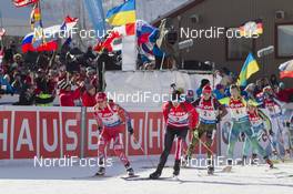 07.02.2016, Canmore, Canada (CAN): Marte Olsbu (NOR), Rosanna Crawford (CAN), (l-r) -  IBU world cup biathlon, relay mixed, Canmore (CAN). www.nordicfocus.com. © Manzoni/NordicFocus. Every downloaded picture is fee-liable.