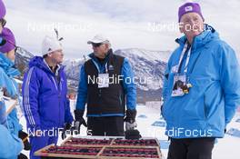 07.02.2016, Canmore, Canada (CAN): Max Cobb (USA) secretary generel USBA, IBU IR, and some volunteers at the timing  -  IBU world cup biathlon, relay mixed, Canmore (CAN). www.nordicfocus.com. © Manzoni/NordicFocus. Every downloaded picture is fee-liable.