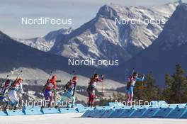07.02.2016, Canmore, Canada (CAN): Susan Dunklee (USA), Iryna Varvynets (UKR), Susanne Hoffmann (AUT), Daria Virolaynen (RUS) -  IBU world cup biathlon, relay mixed, Canmore (CAN). www.nordicfocus.com. © Manzoni/NordicFocus. Every downloaded picture is fee-liable.