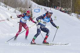 07.02.2016, Canmore, Canada (CAN): Andrejs Rastorgujevs (LAT), Thomas Bormolini (ITA), (l-r) -  IBU world cup biathlon, single mixed relay, Canmore (CAN). www.nordicfocus.com. © Manzoni/NordicFocus. Every downloaded picture is fee-liable.