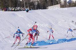 07.02.2016, Canmore, Canada (CAN): Olga Podchufarova (RUS), Hilde Fenne (NOR), (l-r) -  IBU world cup biathlon, single mixed relay, Canmore (CAN). www.nordicfocus.com. © Manzoni/NordicFocus. Every downloaded picture is fee-liable.