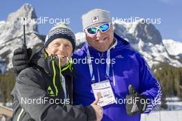 07.02.2016, Canmore, Canada (CAN): Michael Grossegger (AUT), Fischer race service, Karl-Heiz Wolf (GER), IBU IR -  IBU world cup biathlon, single mixed relay, Canmore (CAN). www.nordicfocus.com. © Manzoni/NordicFocus. Every downloaded picture is fee-liable.
