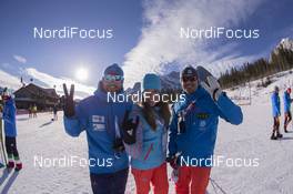 07.02.2016, Canmore, Canada (CAN): Russian Team Staff having fun in the sun -  IBU world cup biathlon, single mixed relay, Canmore (CAN). www.nordicfocus.com. © Manzoni/NordicFocus. Every downloaded picture is fee-liable.
