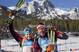 07.02.2016, Canmore, Canada (CAN): Lisa Theresa Hauser (AUT), Simon Eder (AUT), (l-r) -  IBU world cup biathlon, single mixed relay, Canmore (CAN). www.nordicfocus.com. © Manzoni/NordicFocus. Every downloaded picture is fee-liable.