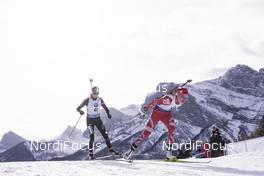 05.02.2016, Canmore, Canada (CAN): Aita Gasparin (SUI), Hilde Fenne (NOR), (l-r) -  IBU world cup biathlon, sprint women, Canmore (CAN). www.nordicfocus.com. © Manzoni/NordicFocus. Every downloaded picture is fee-liable.