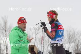 10.02.2016, Presque Isle, United States of America (USA): Gerald Hoenig (GER) coach Team Germany, Luise Kummer (GER), (l-r) -  IBU world cup biathlon, training, Presque Isle (USA). www.nordicfocus.com. © Manzoni/NordicFocus. Every downloaded picture is fee-liable.