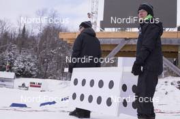 10.02.2016, Presque Isle, United States of America (USA): Event Feature: Range marshalls carry paper targets -  IBU world cup biathlon, training, Presque Isle (USA). www.nordicfocus.com. © Manzoni/NordicFocus. Every downloaded picture is fee-liable.