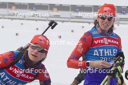 10.02.2016, Presque Isle, United States of America (USA): Hannah Dreissigacker (USA), Susan Dunklee (USA), (l-r) -  IBU world cup biathlon, training, Presque Isle (USA). www.nordicfocus.com. © Manzoni/NordicFocus. Every downloaded picture is fee-liable.