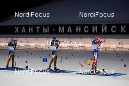 19.03.2016, Khanty-Mansiysk, Russia (RUS): Johannes Thingnes Boe (NOR), Simon Schempp (GER), Erik Lesser (GER) -  IBU world cup biathlon, pursuit men, Khanty-Mansiysk (RUS). www.nordicfocus.com. © Tumashov/NordicFocus. Every downloaded picture is fee-liable.
