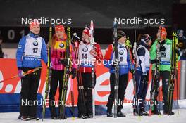 17.03.2016, Khanty-Mansiysk, Russia (RUS): Marte Olsbu (NOR), Gabriela Soukalova (CZE), Kaisa Maekaeraeinen (FIN) -  IBU world cup biathlon, sprint women, Khanty-Mansiysk (RUS). www.nordicfocus.com. © Tumashov/NordicFocus. Every downloaded picture is fee-liable.