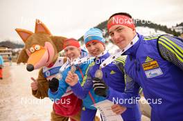 01.02.2016, Cheile Gradistei, Romania (ROU): MALINOVSKII Igor(RUS),  MALEEV Viacheslav(RUS), TUTMIN Egor(RUS) - IBU Youth and Junior world ski championships biathlon, medals, Cheile Gradistei (ROU). www.nordicfocus.com. © Tumashov/NordicFocus. Every downloaded picture is fee-liable.