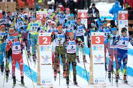 31.01.2016, Cheile Gradistei, Romania (ROU): ZOBEL David(GER), PETTERSEN Sindre(NOR), JACQUELIN Emilien(FRA) - IBU Youth and Junior world ski championships biathlon, pursuit men junior, Cheile Gradistei (ROU). www.nordicfocus.com. © Tumashov/NordicFocus. Every downloaded picture is fee-liable.
