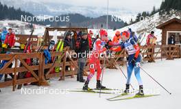 31.01.2016, Cheile Gradistei, Romania (ROU): OEYGARD Harald(NOR), MALINOVSKII Igor(RUS) - IBU Youth and Junior world ski championships biathlon, pursuit men youth, Cheile Gradistei (ROU). www.nordicfocus.com. © Tumashov/NordicFocus. Every downloaded picture is fee-liable.