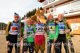 02.02.2016, Cheile Gradistei, Romania (ROU): GROSS Marco(GER), ZOBEL David(GER),  W EICK Lars-Erik(GER),  REITER Dominic(GER),  - IBU Youth and Junior world ski championships biathlon, relay men junior, Cheile Gradistei (ROU). www.nordicfocus.com. © Tumashov/NordicFocus. Every downloaded picture is fee-liable.