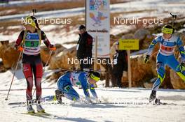 02.02.2016, Cheile Gradistei, Romania (ROU): SCHWAIGER Julia(AUT), TOMINGAS Tuuli(EST),  OJA Regina(EST) - IBU Youth and Junior world ski championships biathlon, relay women junior, Cheile Gradistei (ROU). www.nordicfocus.com. © Tumashov/NordicFocus. Every downloaded picture is fee-liable.
