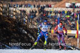 30.01.2016, Cheile Gradistei, Romania (ROU): COTTET PUINEL Felix(FRA), HALLIGAN Brian(USA) - IBU Youth and Junior world ski championships biathlon, sprint men junior, Cheile Gradistei (ROU). www.nordicfocus.com. © Tumashov/NordicFocus. Every downloaded picture is fee-liable.