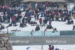 13.03.2016, Oslo, Norway (NOR): Kaisa Makarainen (FIN), Dorothea Wierer (ITA), Tiril Eckhoff (NOR), (l-r) - IBU world championships biathlon, mass women, Oslo (NOR). www.nordicfocus.com. © NordicFocus. Every downloaded picture is fee-liable.