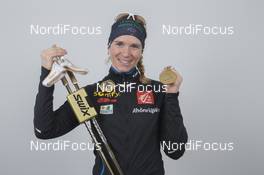 03.03.2016, Oslo, Norway (NOR): Anais Bescond (FRA) - IBU world championships biathlon, medals, Oslo (NOR). www.nordicfocus.com. © NordicFocus. Every downloaded picture is fee-liable.