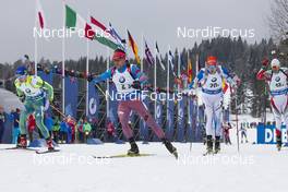 12.03.2016, Oslo, Norway (NOR): Jesper Nelin (SWE), Evgeniy Garanichev (RUS), Olli Hiidensalo (FIN), +126+, Anton Sinapov (BUL), (l-r) - IBU world championships biathlon, relay men, Oslo (NOR). www.nordicfocus.com. © NordicFocus. Every downloaded picture is fee-liable.
