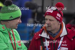 12.03.2016, Oslo, Norway (NOR): Stefan Schwarzbach (GER) and Halvor Lea (NOR) - IBU world championships biathlon, relay men, Oslo (NOR). www.nordicfocus.com. © NordicFocus. Every downloaded picture is fee-liable.
