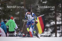 12.03.2016, Oslo, Norway (NOR): Simon Desthieux (FRA) - IBU world championships biathlon, relay men, Oslo (NOR). www.nordicfocus.com. © NordicFocus. Every downloaded picture is fee-liable.