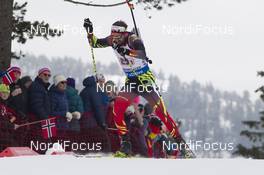 12.03.2016, Oslo, Norway (NOR): Michael Roesch (BEL) - IBU world championships biathlon, relay men, Oslo (NOR). www.nordicfocus.com. © NordicFocus. Every downloaded picture is fee-liable.