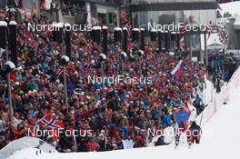 05.03.2016, Oslo, Norway (NOR): Event Feature: Athletes compete on the finish - IBU world championships biathlon, sprint women, Oslo (NOR). www.nordicfocus.com. © Tumashov/NordicFocus. Every downloaded picture is fee-liable.