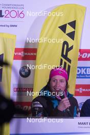 04.03.2016, Oslo, Norway (NOR): Marit Bjoergen (NOR) - IBU world championships biathlon, Fischer Press Conference , Oslo (NOR). www.nordicfocus.com. © NordicFocus. Every downloaded picture is fee-liable.