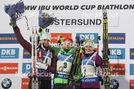 30.11.2016, Oestersund, Sweden, (SWE): Anais Bescond (FRA), Laura Dahlmeier (GER), Darya Yurkevich (BLR), (l-r) - IBU world cup biathlon, individual women, Oestersund (SWE). www.nordicfocus.com. © Manzoni/NordicFocus. Every downloaded picture is fee-liable.