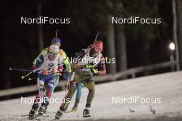 27.11.2016, Oestersund, Sweden, (SWE): Ole Einar Bjoerndalen (NOR), Benedikt Doll (GER), (l-r) - IBU world cup biathlon, relay mixed, Oestersund (SWE). www.nordicfocus.com. © Manzoni/NordicFocus. Every downloaded picture is fee-liable.